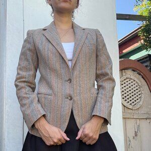 Vintage Plover Wool Salmon/Pink Stripped Fall Blazer